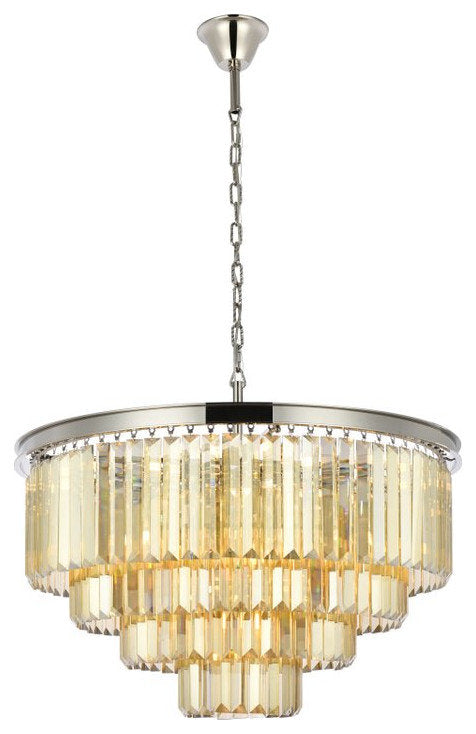 Elegant 1231D32PN-GT/RC Sydney 17-Light Polished Nickel Chandelier Golden TeakBy Elegant Furniture & Lighting