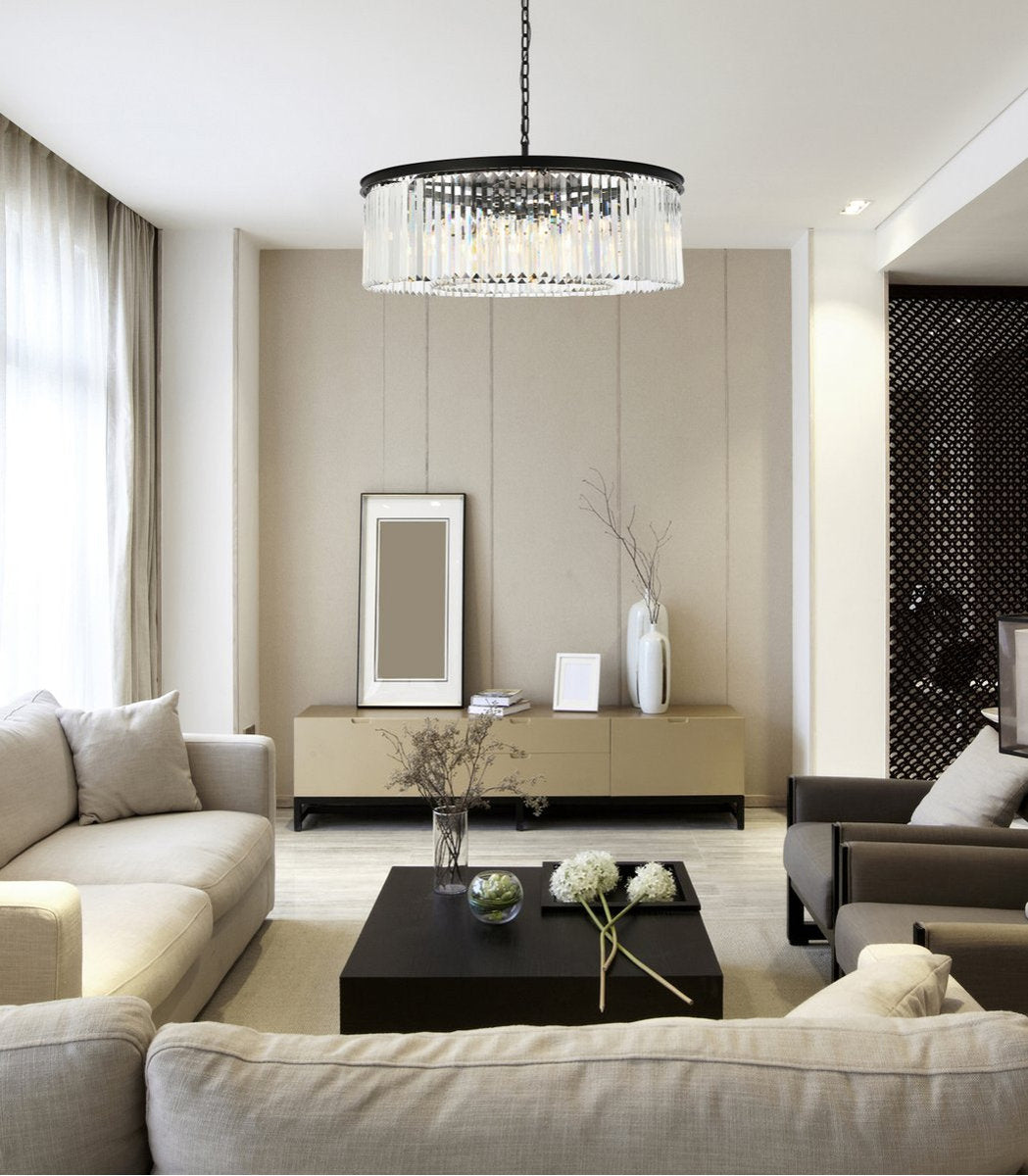 Elegant 1238G43MB/RC Sydney 10-Light Matte Black Chandelier ClearBy Elegant Furniture & Lighting