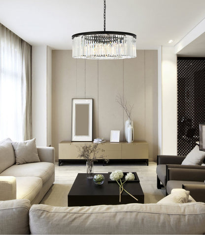 Elegant 1238G43MB/RC Sydney 10-Light Matte Black Chandelier ClearBy Elegant Furniture & Lighting
