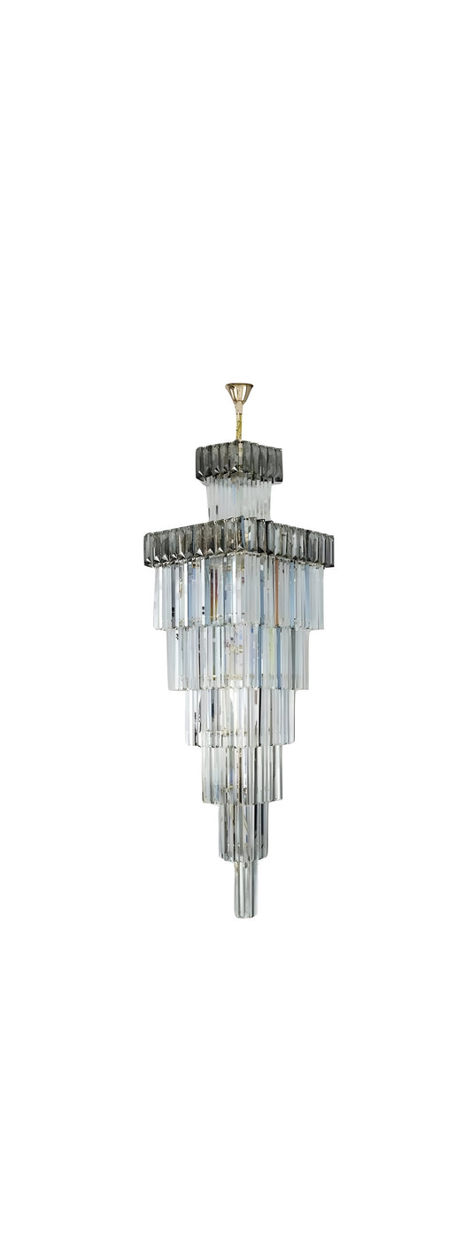 Beuil | High-end Villa Staircase Square Crystal Chandelier, Smoke Gray, H118.1"By Miron Demid LLC