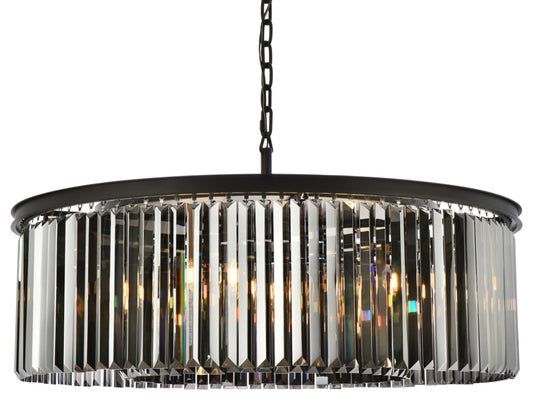 Elegant Lighting 1238G43-SS/RC Sydney 10 Light 44"W Crystal Drum - Matte BlackBy Elegant Furniture & Lighting
