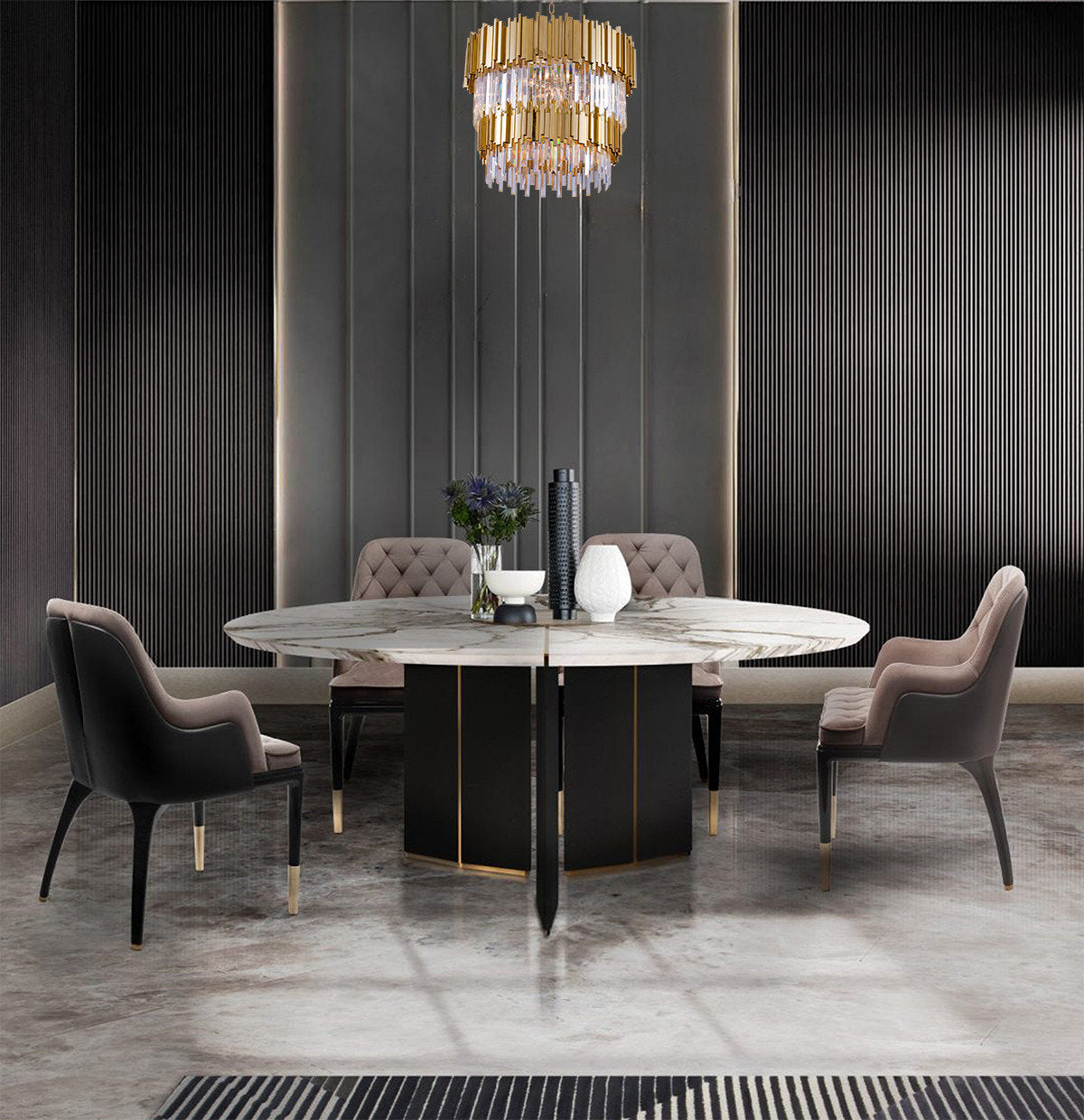 2-Tier Gold Rod Round Frame With Clear Crystal ChandelierBy Design Living
