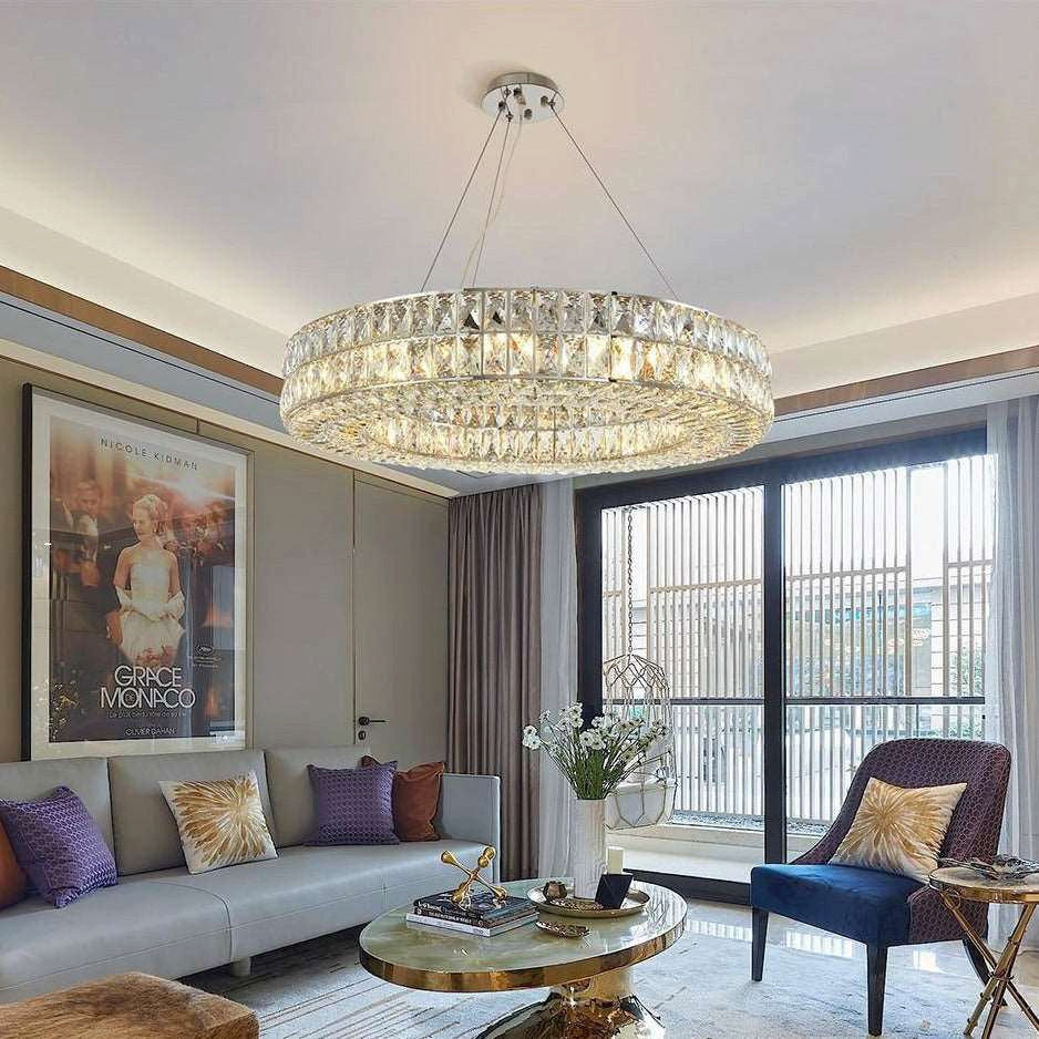 Bacci Crystal Wheel Chandelier, Chrome, 32"By Morsale.com