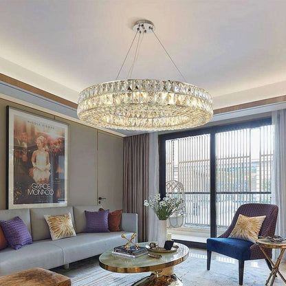 Bacci Crystal Wheel Chandelier, Chrome, 32"By Morsale.com