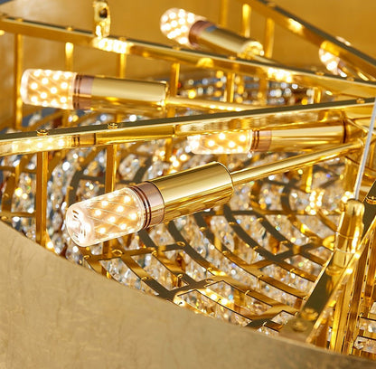 Zeme | Creative Luxury Round Gold Colored Crystal Chandelier, Dia39.4"By Miron Demid LLC