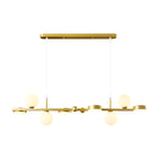 6/8-Light 3step Dimming Glass Ball LED Long Dining Room Chandelier