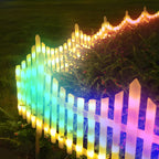 8-Pack Wave-Shaped Solar LED Lighted Garden Fence for Christmas