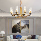 6/8-Light Candlelight Wagon Wheel Chandelier with Glass Shades