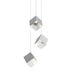 1/3/6/9-Light Multi Glass Ice Cube Metallic Staircase Chandelier in Gold/Chrome