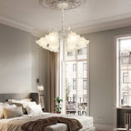 6 Heads Flowers Leaves Three Step Dimming French Style Chandelier Lamp