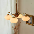 4 Lights 6 Ligths Glass Wood E27 LED Nordic Chandelier Hanging Ceiling Lights