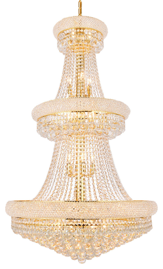 Elegant Lighting V1800G30/RC Primo 32 Light 30"W Crystal Empire - GoldBy Elegant Furniture & Lighting