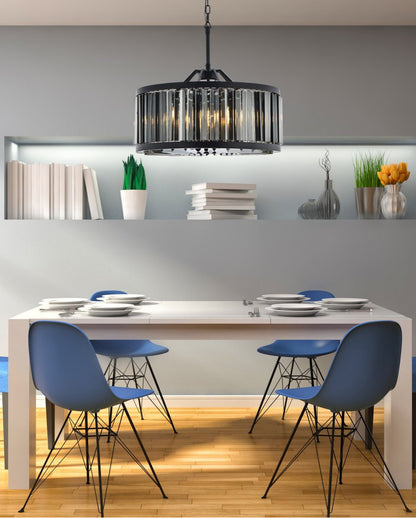 Elegant 1203D28MB-SS/RC Chelsea 8-Light Matte Black Chandelier Silver ShadeBy Elegant Furniture & Lighting