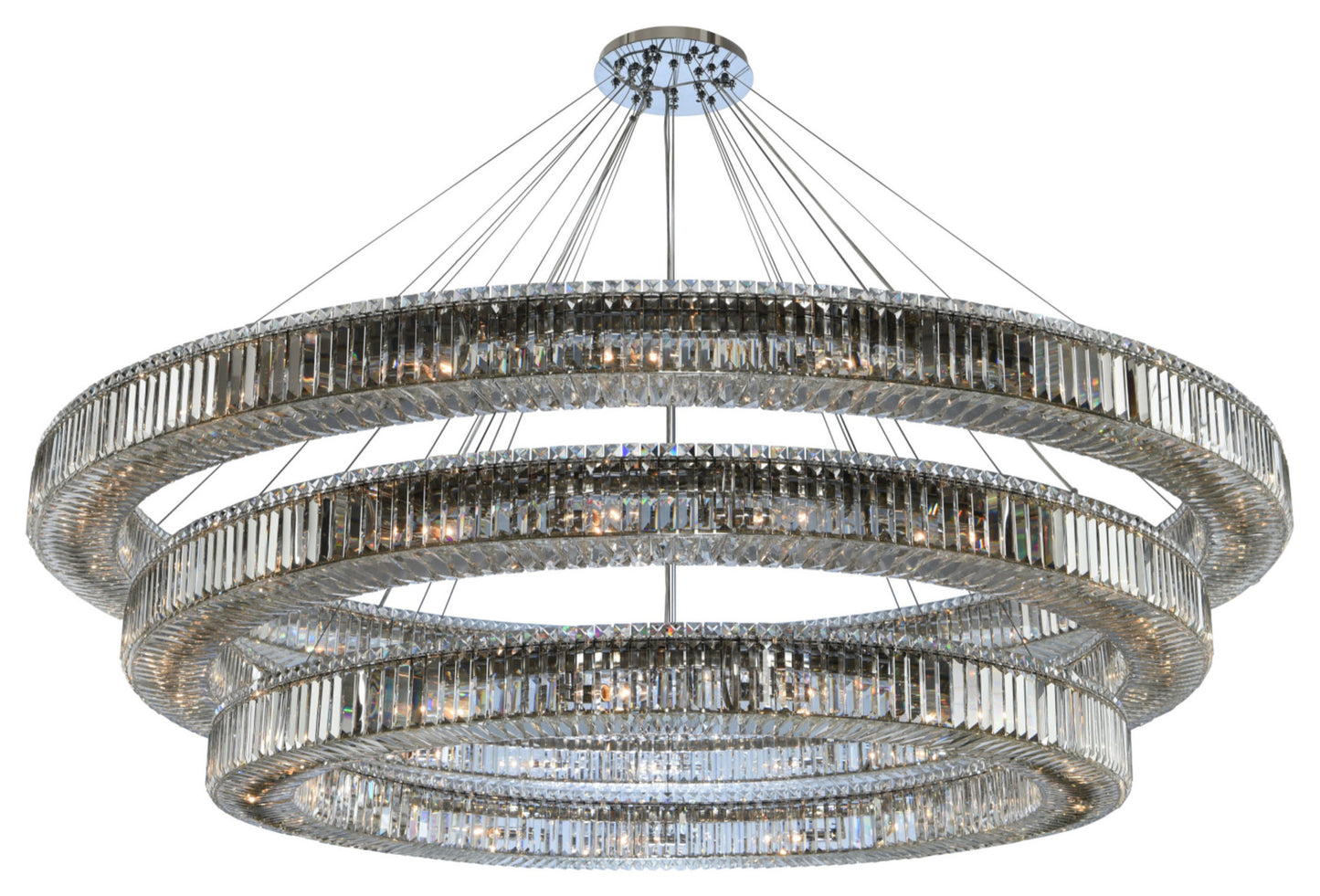 Allegri 11715-FR001 Rondelle 3 Light 84"W Ring Chandelier - ChromeBy Allegri Crystal by Kalco Lighting