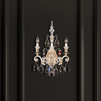 Schonbek 3762-48S 3 Light Crystal Sconce, Antique SilverBy Schonbek