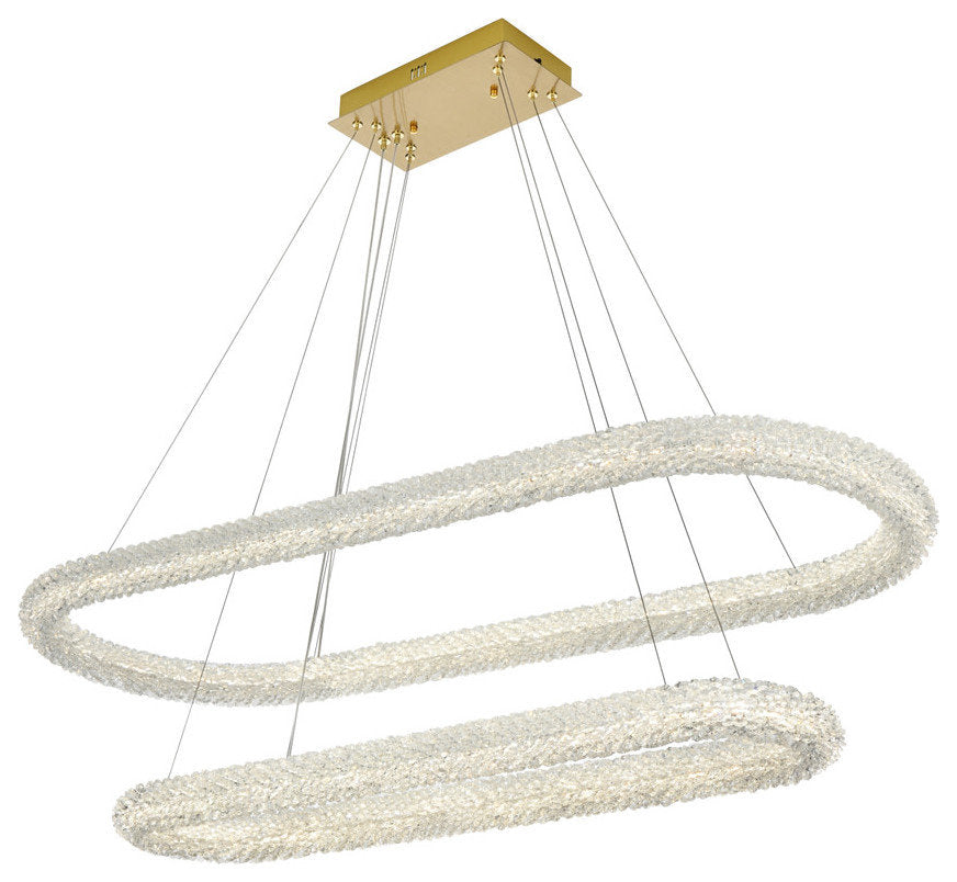 Elegant Lighting 3800G50L2 Bowen 51"W LED Crystal Ring Chandelier - ChromeBy Elegant Furniture & Lighting
