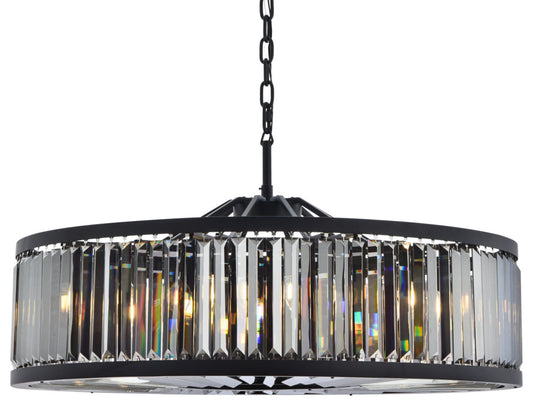Elegant Lighting 1233G43-SS/RC Chelsea 10 Light 44"W Crystal Drum - Matte BlackBy Elegant Furniture & Lighting