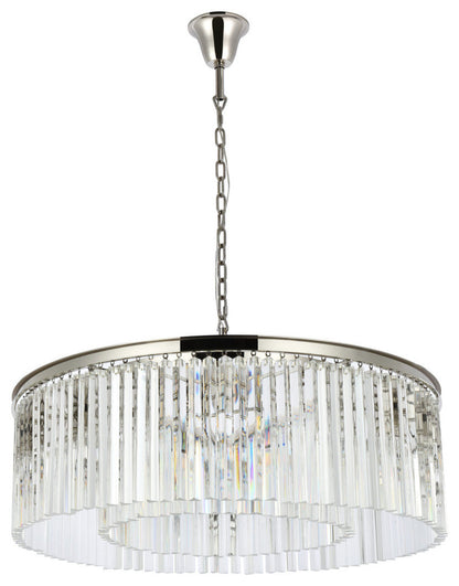 Elegant Lighting 1208G43/RC Sydney 10 Light 44"W Crystal Drum - Matte BlackBy Elegant Furniture & Lighting