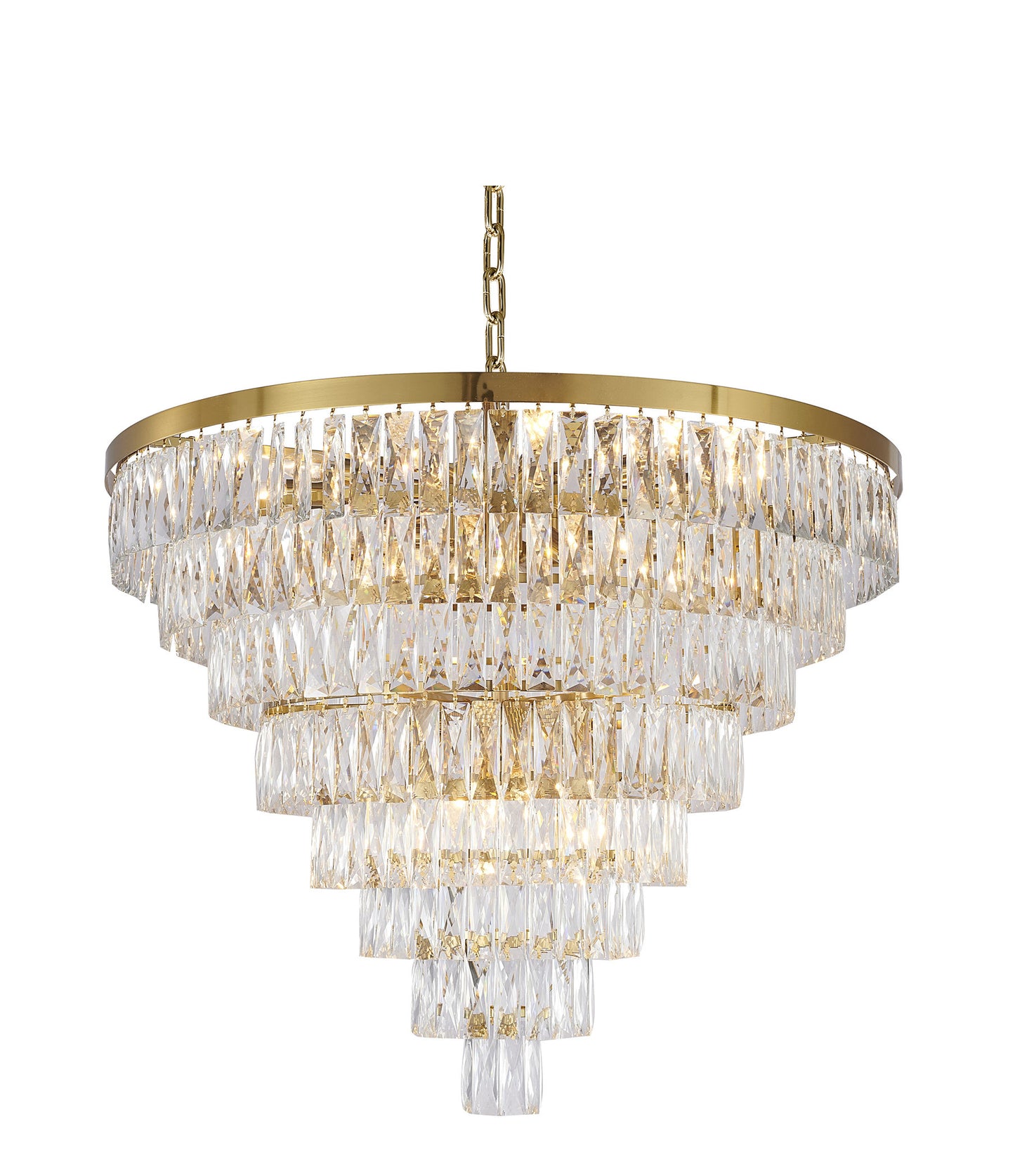 36" 27-Light Gold Metal 8-Tier Chandelier With Clear CrystalsBy Design Living