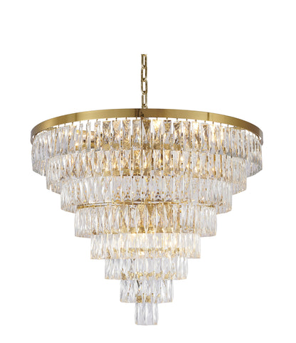 36" 27-Light Gold Metal 8-Tier Chandelier With Clear CrystalsBy Design Living