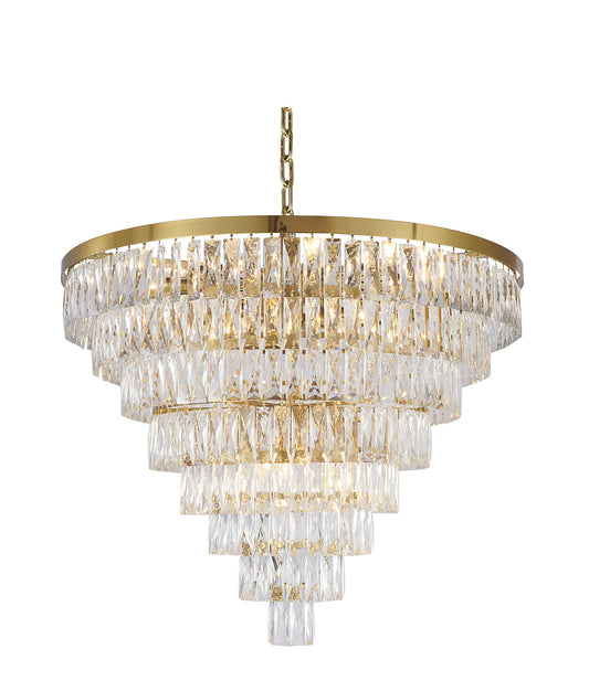 36" 27-Light Gold Metal 8-Tier Chandelier With Clear CrystalsBy Design Living