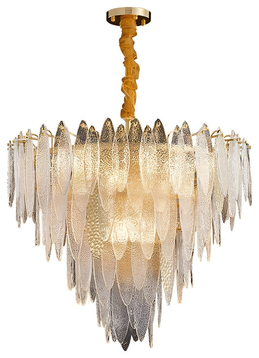 Altavilla Irpina | Round Gold Frosted/Smoke Gray/Blue Crystal Chandelier, Gold, Dia31.5"By Miron Demid LLC