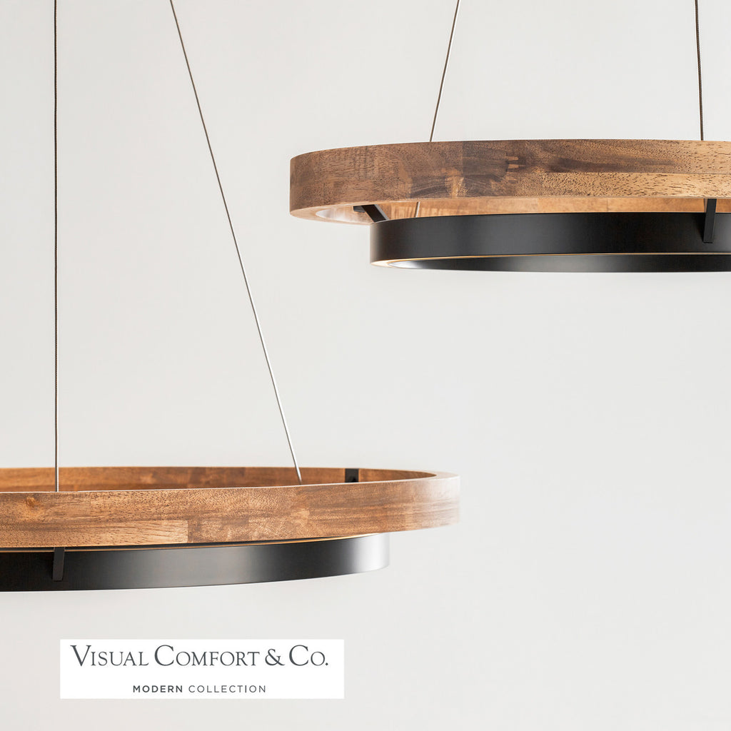 Grace Chandelier, 1-Light, LED, Matte Black/Weathered Oak Wood, 36"W (700GRC36BW-LED930 70P9E3W)