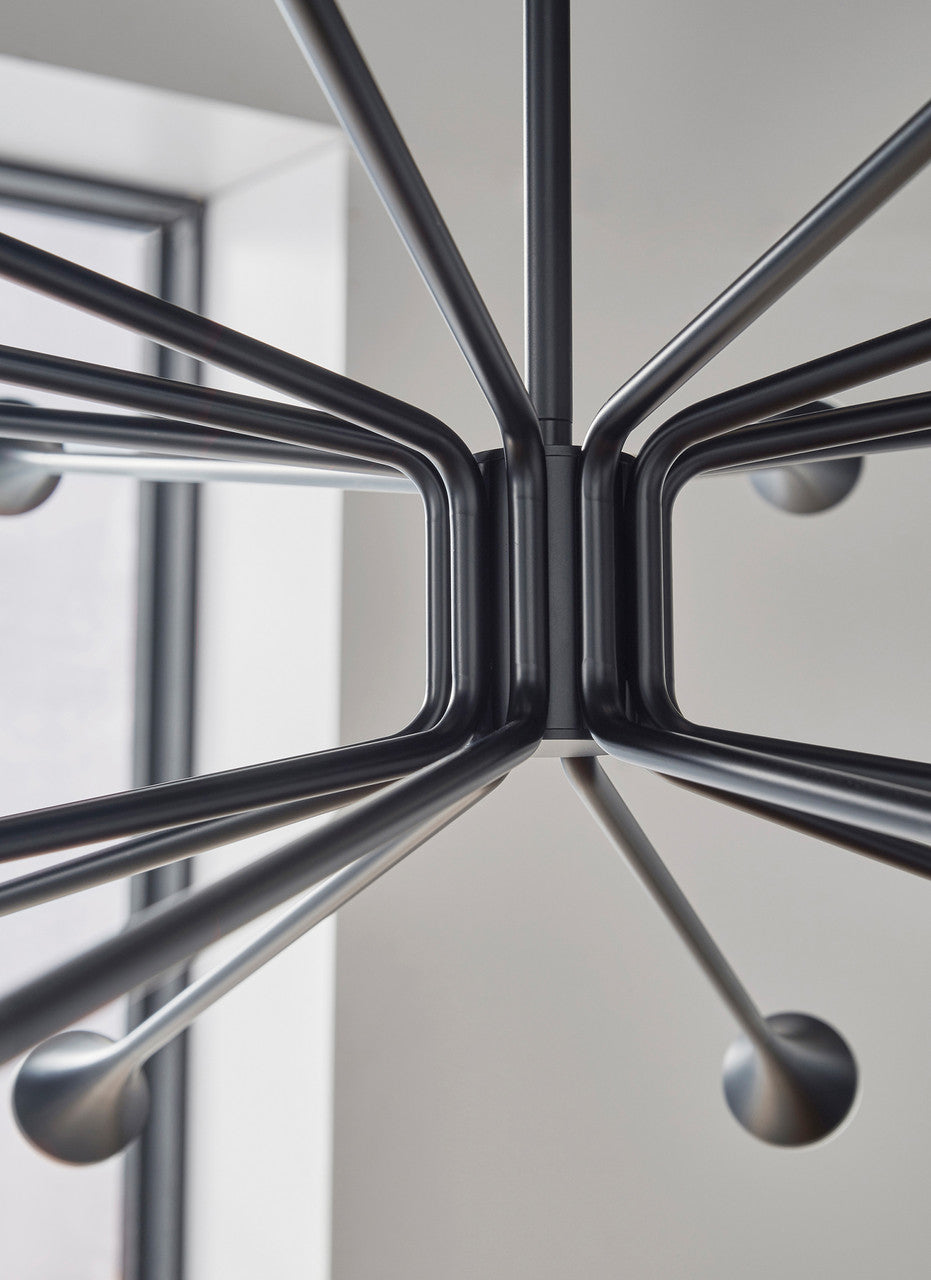 Lody Chandelier, 20-Light, 2-Tier, LED, Matte Black, Acrylic, 48"W (700LDY20B-LED930 70P9E5C)