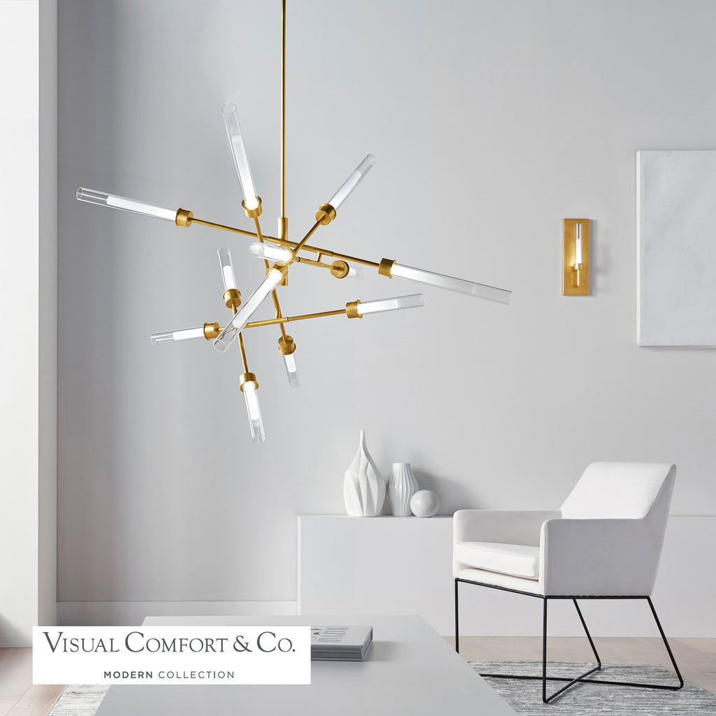 Linger Abstract Chandelier, 12-Light, LED, Natural Brass, Glass, 40.75"W (700LNG12ANB-LED930 70P9E4U)