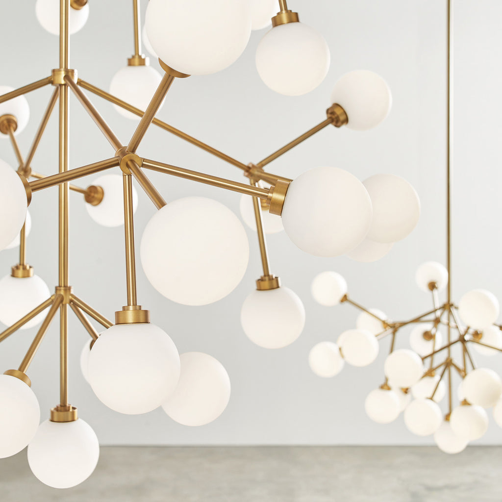 Mara Grande Chandelier, 45-Light, 3-Tier, LED, Aged Brass, Glass, 32.5"W (700MRAGWR-LED927 70E7EVP)