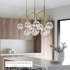 Sedona Triple Chandelier, 12-Light, LED, Aged Brass, Transparent Glass Orb, 24.5"W (700SDNMPL3CR-LED927 70E7GV5)