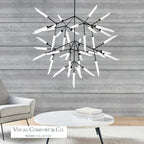 Spur Grande Chandelier, 45-Light, 3-Tier, LED, Black, Matte Black, 43.2"H (700SPRGFB-LED927 70PD8XN)