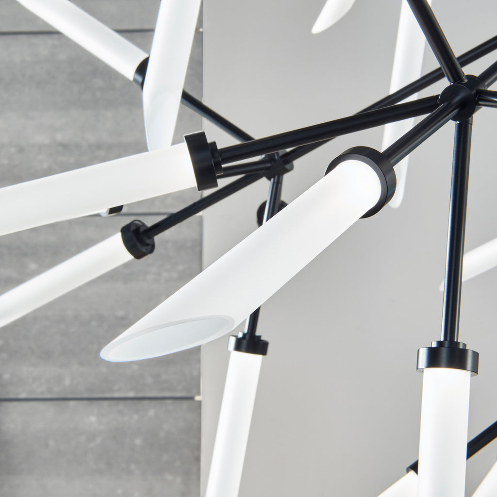 Spur Grande Chandelier, 45-Light, 3-Tier, LED, Black, Matte Black, 43.2"H (700SPRGFB-LED927 70PD8XN)