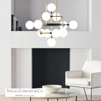 Viaggio Chandelier, 12-Light, Black/Brass, Round Glass Globes, 30.25"W (700VGOOR 70P6CJH)