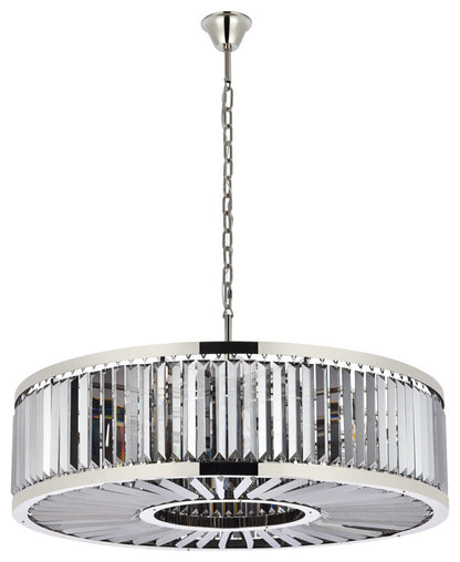 Elegant Lighting 1233G43-SS/RC Chelsea 10 Light 44"W Crystal Drum - Matte BlackBy Elegant Furniture & Lighting