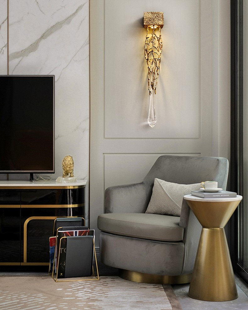 Jumilla | Creative LED Crystal Copper Wall Lamp, Copper, Cool LightBy Miron Demid LLC