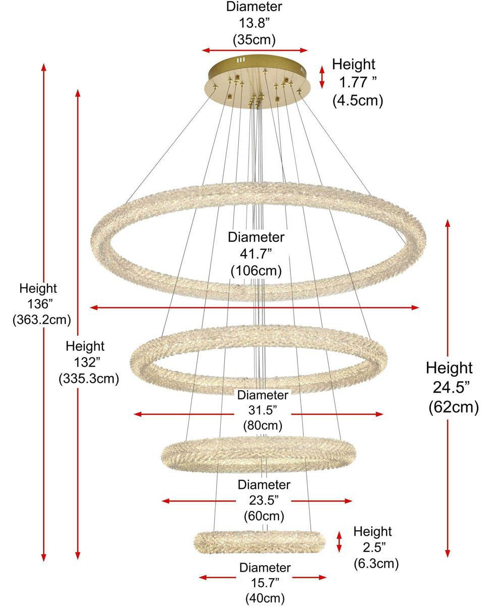 Bowen 4 Light Chandelier, Satin GoldBy Elegant Furniture & Lighting