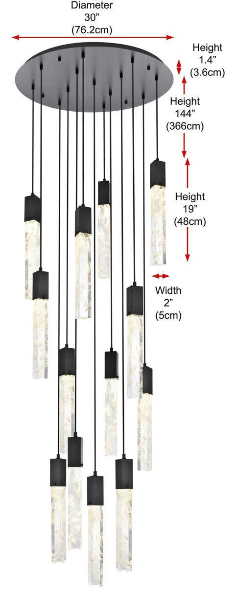 Aurora 13 Light Chandelier, BlackBy Elegant Furniture & Lighting