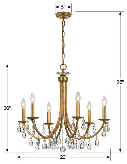 Crystorama Bridgehampton 6 Light Chandelier 8826-GA-CL-S - Antique GoldBy Crystorama Lighting