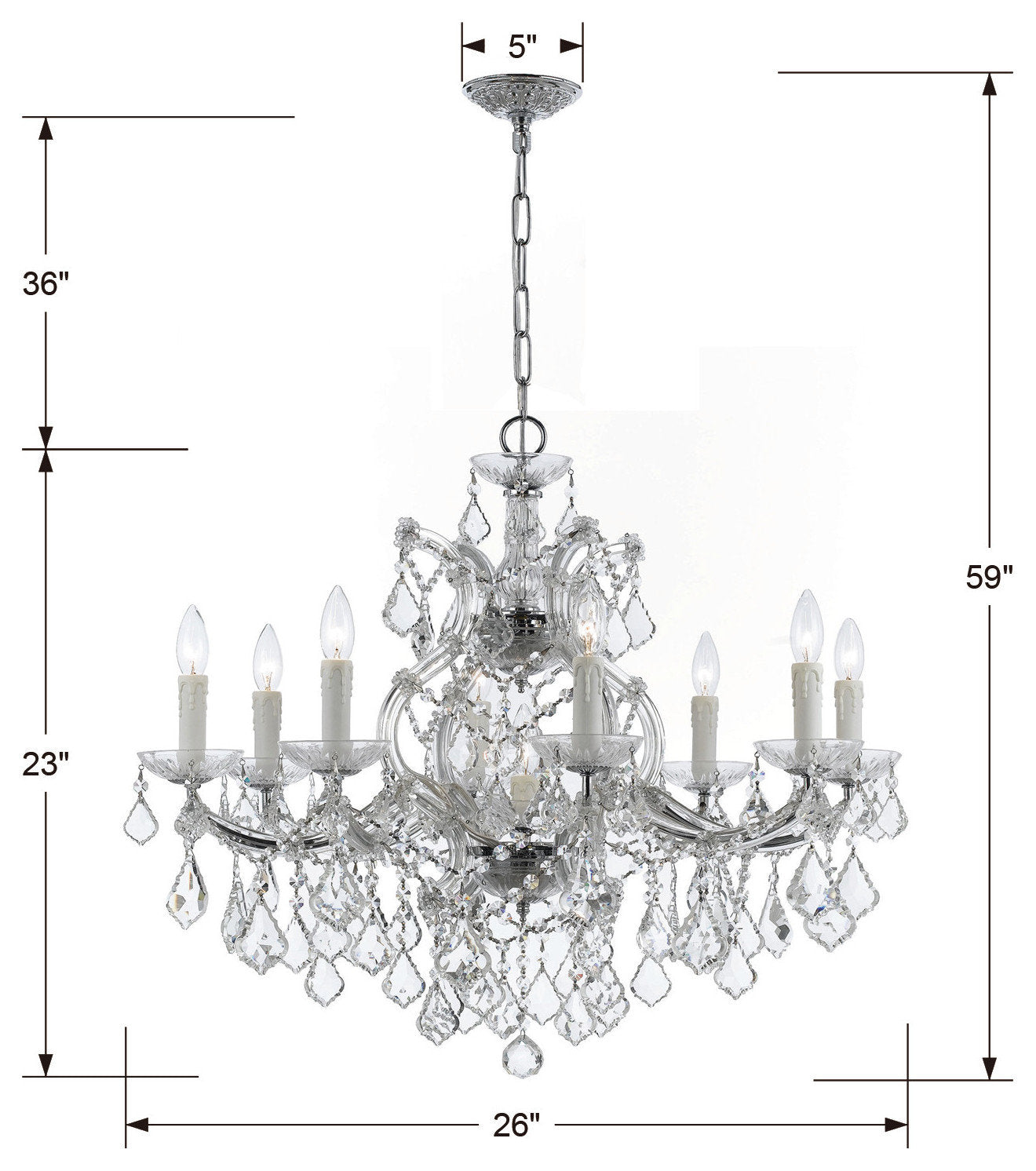 Crystorama Lighting Group 4408-CL-SAQ Maria Theresa 9 Light 26"W - PolishedBy Crystorama Lighting