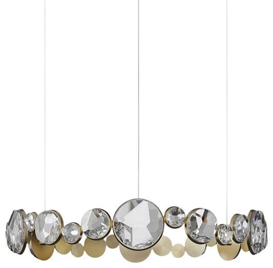 Diamante Crystal & Brass Ceiling Light Fixture, Natural Light, A120cm/47"By Morsale.com