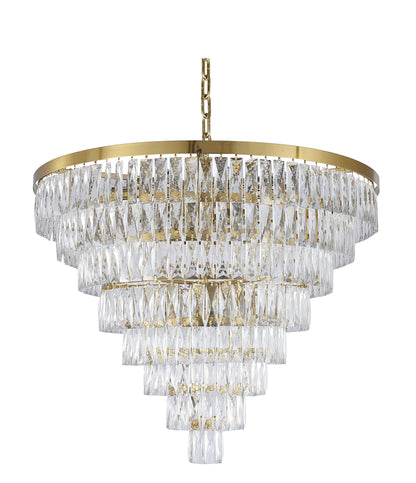 36" 27-Light Gold Metal 8-Tier Chandelier With Clear CrystalsBy Design Living