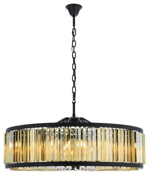 Elegant 1203G43MB-GT/RC Chelsea 10-Light Matte Black Chandelier Golden TeakBy Elegant Furniture & Lighting