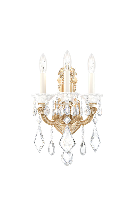 Schonbek 5071-27, 3 Light Crystal Sconce In Parchment GoldBy Schonbek