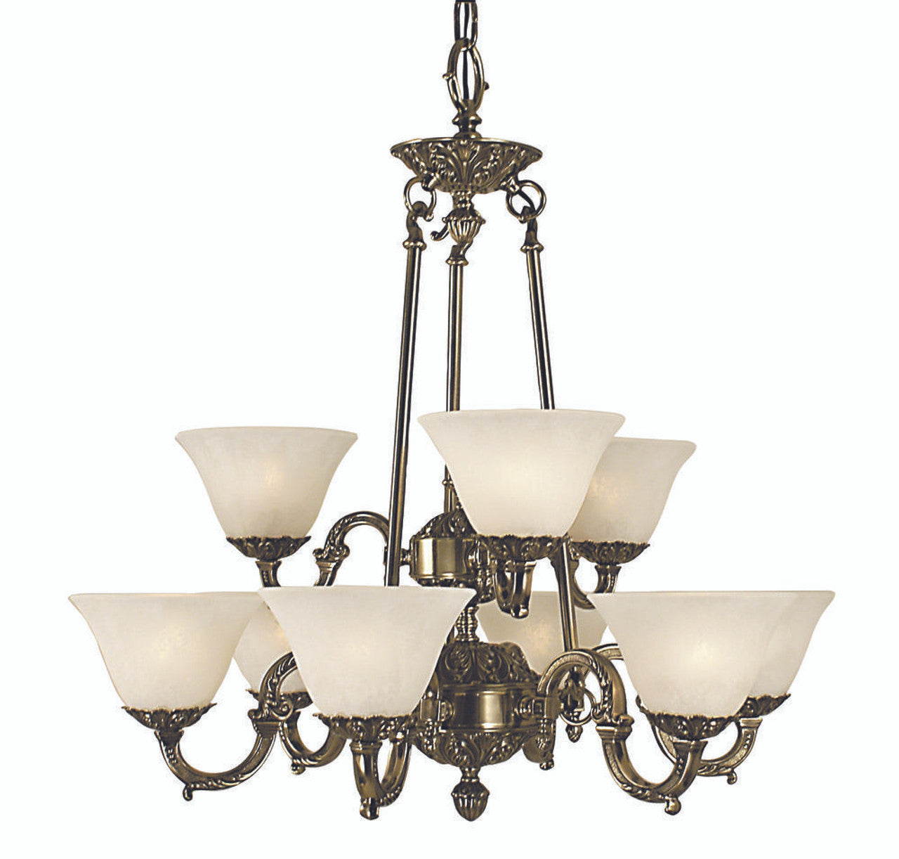 Napoleonic Chandelier, 9-Light, White, White Marble Glass Shade, 28"W (7889 AS/WH YCX1)