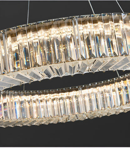 Cadrezzate | Round Luxury Crystal Hanging LED Chandelier, Gold, Dia23.6xh3.9", Warm Light, DimmableBy Miron Demid LLC