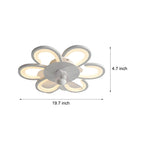 19.7 in. 6-Speed White Flush Mount Flower Ceiling Fan Light