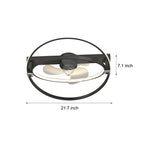 2 Rings Creative Mute Three Step Dimming LED Modern Ceiling Fan and Light