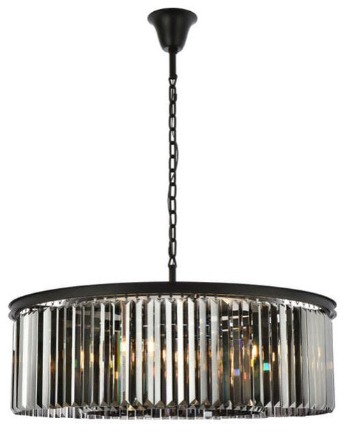 Elegant Lighting 1238G43-SS/RC Sydney 10 Light 44"W Crystal Drum - Matte BlackBy Elegant Furniture & Lighting