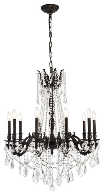 Elegant Lighting 9210D28/RC Rosalia 10 Light 28"W Crystal - Dark BronzeBy Elegant Furniture & Lighting